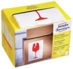 AVERY Etikett címke, piktogram Törékeny, óvatosan kezelendő! 74 x100mm, tekercses, 200 címke/doboz, Avery piros (AV7251) - bestoffice