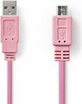 Nedis CCGP60410PK10 USB-A - USB Micro-B (apa - apa) kábel 1m - Rózsaszín (CCGP60410PK10)
