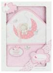 Interbaby - Teddy maci alszik frottír fürdőlepedő - rózsaszín