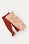 BabyCosy Set 2 pantaloni cu botosei bebe unisex din bumbac organic si modal - Caramiziu/Somon, Baby Cosy (Marime: 3-6 Luni) (CSYM11605-3)
