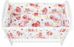 BabyNeeds Lenjerie patut 5 piese, doua protectii laterale, Pernuta, Plapumioara, Cearceaf, bumbac, patut 120x60 cm, Bufnite, Rosu Lenjerii de pat bebelusi‎, patura bebelusi