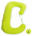 BabyNeeds Perna 3 in 1 pentru gravide si bebelusi Soft Plus, Cu husa detasabila bumbac, Bulinute mici alb cu verde