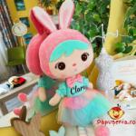 Păpușenia Păpușă Personalizată Iepuriță cu Rochiță Roz cu Turquoise Papusa