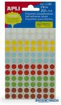 APLI Etikett, 8 mm, kör, kézzel írható, színes, APLI, vegyes színek, 288 etikett/csomag (LCA2092) - kecskemetirodaszer