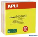APLI Öntapadó jegyzettömb, 75x75 mm, 400 lap, APLI "Funny", neon (LNP10974) - kecskemetirodaszer