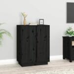 vidaXL Servantă, negru, 60x35x80 cm, lemn masiv de pin (814493) Comoda