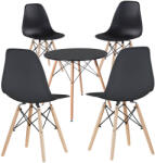 Timeless Tools 4 buc scaune moderne cu masa pentru bucatarie-negru (HOP1001107-1)