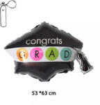 Mezőfi Team Kft Lufi, fólia, ballagó, kalap, színes 53 x 63 cm