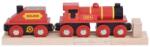 Bigjigs Toys Piros gőzmozdony szeneskocsival (RTBJT418)