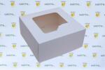 Szidibox Karton Süteményes doboz, tortadoboz, fehér, ablakos, ételcsomagolás, 28x28x13cm P694 (SZID-01280)