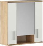 Mobikon Dulap suspendat cu oglinda mdf natur stejar sonoma alb Lessy 68.7x26x72 cm (0000355485) Garderoba