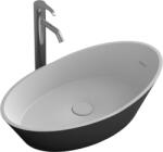 Inter Ceramic Мивка за баня ICB 683B, монтаж върху плот, твърда повърхност, черен мат + бял мат, 67x38x18см (683B)