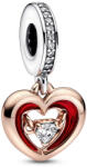 Pandora Moments Kéttónusú sugárzó szív függő Rozé arany és Ezüst Charm - 782450C01 (782450C01)