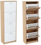 Mobikon Pantofar 4 compartimente pal natur stejar sonoma alb Vivat 50x28x152 cm (0000309382) Pantofar