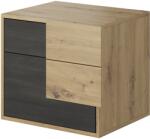 Mobikon Noptiera mdf pin negru norvegian maro stejar artisan Bafra 54x40x40 cm (0000352802)