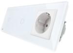 Livolo Intrerupator LIVOLO simplu+simplu cu touch si priza din sticla alb, VL-C701/C701/C7-C1EU-11 (VL-C701/C701/C7-C1EU-11)