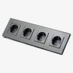 Tosyco Priză Schuko cvadruplă cu ramă din sticlă (TOS-C4SK-Y)