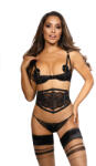 Axami Set V-9781 Bra, Garter Belt & String Black M