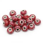  Margele Ceramica Tip Pandora Rosu - Rotund - 11x16 mm - 1 Buc