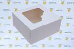 Szidibox Karton Süteményes doboz, tortadoboz, fehér, ablakos, ételcsomagolás, 25x25x12cm P1823 (SZID-01281)