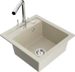 Mexen Vito, 1 kamrás gránit mosogató 520x490x210 mm, Duero króm csaptelep, bézs, 6503-69-671600-00 (6503-69-671600-00)