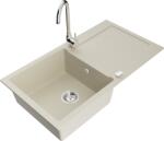 Mexen Leo, gránit mosogató 900x500x190 mm, 1 kamrás és króm csaptelep Telma, bézs, 6501-69-670200-00 (6501-69-670200-00)