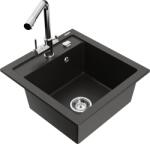 Mexen Vito, 1 kamrás gránit mosogató 520x490x210 mm, Duero króm csaptelep, fekete - arany metál, 6503-75-671600-00 (6503-75-671600-00)