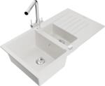 Mexen Matias, gránit mosogató 900x505x200 mm, 1, 5 kamrás és Duero króm csaptelep, fehér, 6502-20-671600-00 (6502-20-671600-00)