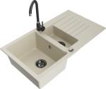 Mexen Matias, gránit mosogató 900x505x200 mm, 1, 5 kamrás és fekete Telma csaptelep, bézs, 6502-69-670200-70 (6502-69-670200-70)
