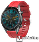  Okosóra szíj - környezetbarát szilikon - PIROS - 120 + 90mm hosszú, 22mm széles - SAMSUNG Galaxy Watch 46mm / SAMSUNG Gear S3 Classic / SAMSUNG Gear S3 Frontier