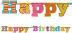 PartyDeco S. r. o Happy birthday betű fűzér, hologramos, 16*166 cm