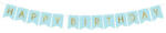 PartyDeco Happy birthday banner, világos kék 175 cm