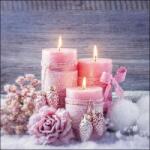 Ambiente Karácsonyi hangulatos szalvéta - Romantic Candle - rózsaszín gyertyás (VR-33316670)