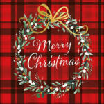 Ambiente Merry Christmas Plaid Red karácsonyi szalvéta - vörös kockás - koszorús (VR-33315565)