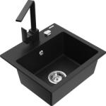 Mexen Milo, 1 kamrás gránit mosogató 435x410x171 mm és fekete csaptelep Rita, fekete, 6505-77-670300-70 (6505-77-670300-70)