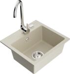 Mexen Milo, 1 kamrás gránit mosogató 435x410x171 mm és Telma króm csaptelep, bézs, 6505-69-670200-00 (6505-69-670200-00)
