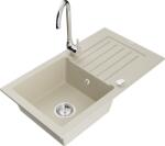 Mexen Pablo, gránit mosogató 752x436x161 mm, 1 kamrás és króm csaptelep Telma, bézs, 6510-69-670200-00 (6510-69-670200-00)