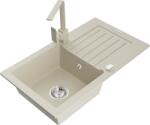 Mexen Pablo, gránit mosogató 752x436x161 mm, 1 kamrás és bézs csaptelep Rita, bézs, 6510-69-670300-69 (6510-69-670300-69)