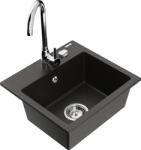 Mexen Milo, 1 kamrás gránit mosogató 435x410x171 mm és Telma króm csaptelep, fekete-arany metál, 6505-75-670200-00 (6505-75-670200-00)