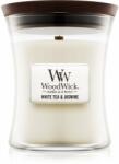 WoodWick White Tea & Jasmine ароматна свещ с дървен фитил 275 гр