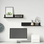 vidaXL Rafturi de perete, 2 buc. , negru, 50x11x9 cm, lemn masiv de pin (823603) Raft