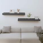 vidaXL Rafturi de perete, 2 buc. , gri, 80x12x9 cm, lemn masiv de pin (823591) Raft