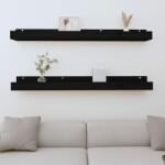 vidaXL Rafturi de perete, 2 buc. , negru, 110x12x9 cm, lemn masiv pin (823598) Raft