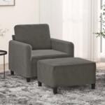 vidaXL Fotoliu canapea cu taburet, gri închis, 60 cm, catifea (3153558) Canapea
