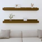 vidaXL Rafturi de perete 2 buc. maro miere 110x12x9 cm lemn masiv pin (823597) Raft