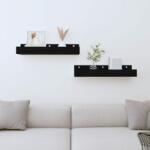 vidaXL Rafturi de perete, 2 buc. , negru, 50x12x9 cm, lemn masiv de pin (823588) Raft