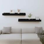 vidaXL Rafturi de perete, 2 buc. , negru, 80x12x9 cm, lemn masiv de pin (823593) Raft