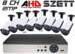 E-KamHD 8 kamerás 2MP 6mm AHD csőkamera rendszer szett, kültéri/beltéri, 30m IR