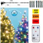 FK technics Instalație LED de Crăciun de exterior 200xLED 17m IP44 alb cald/multicolor + telecomandă (FK0189)