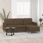 vidaXL Canapea cu 3 locuri cu taburet, maro, 180 cm, material textil (3153598) Canapea